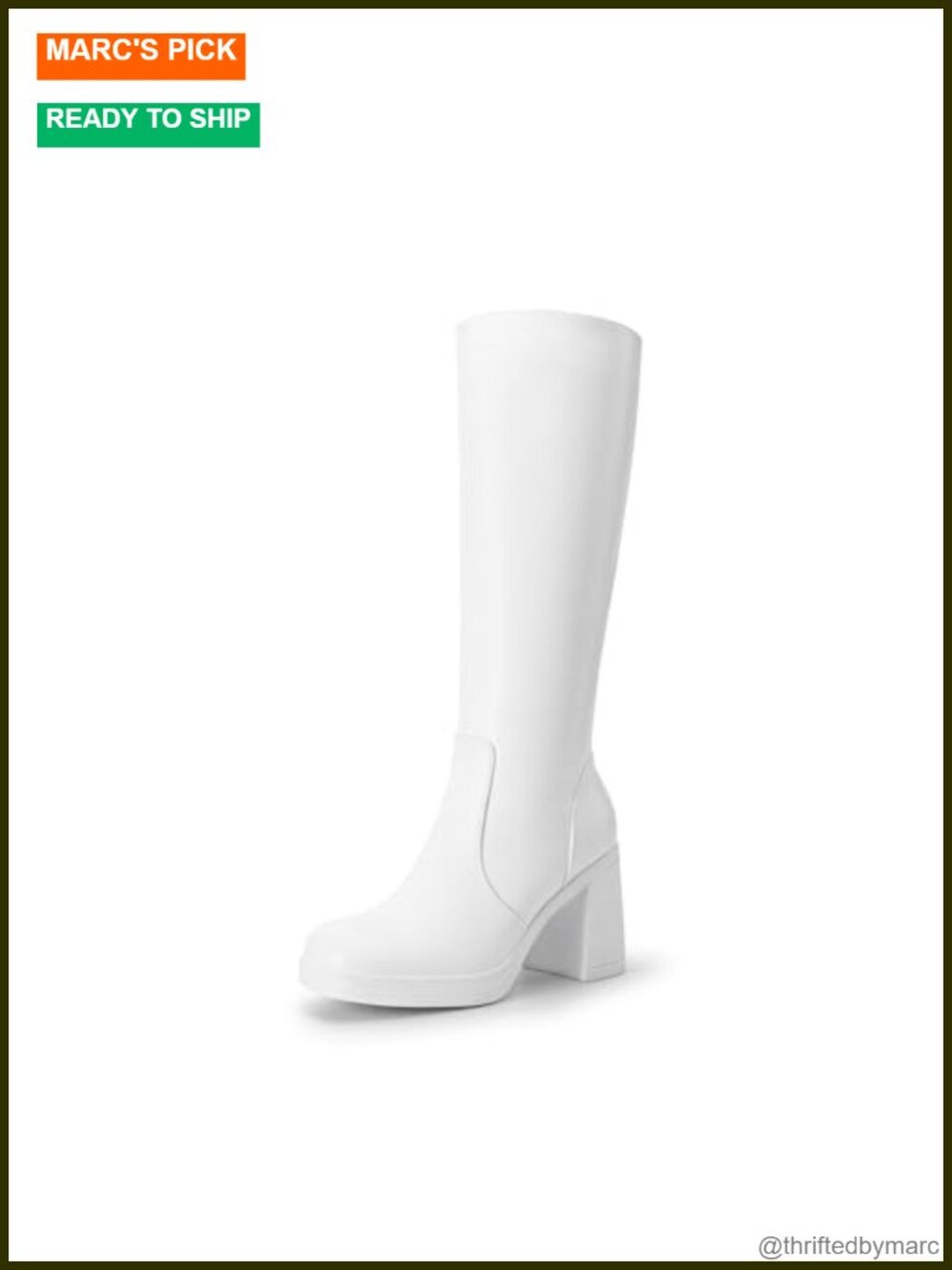 Women's Knee High Platform Heel Boots Stretchy Synthetic Leather Zip